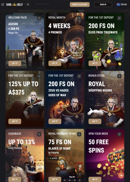 Welcome Package King Billy Casino
